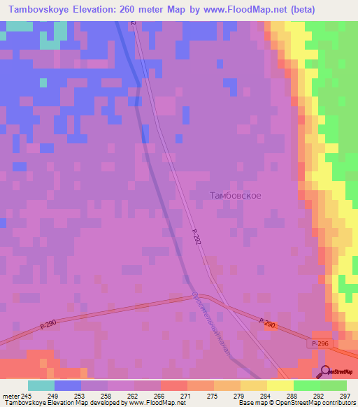 Tambovskoye,Russia Elevation Map