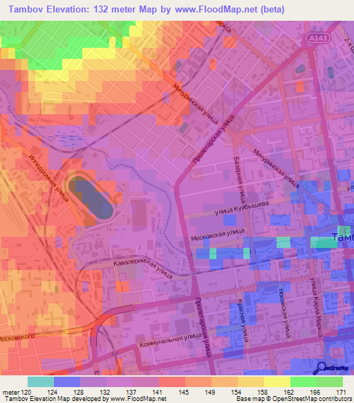 Tambov,Russia Elevation Map