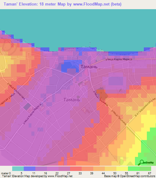 Taman',Russia Elevation Map