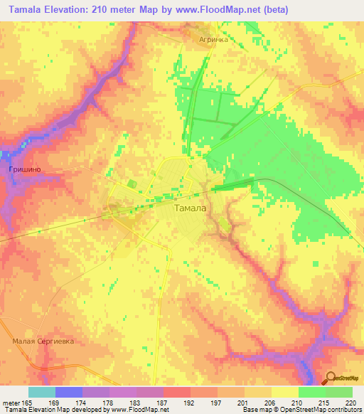 Tamala,Russia Elevation Map