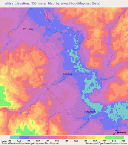 Talitsa,Russia Elevation Map