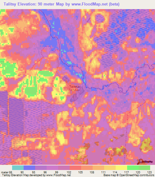 Talitsy,Russia Elevation Map