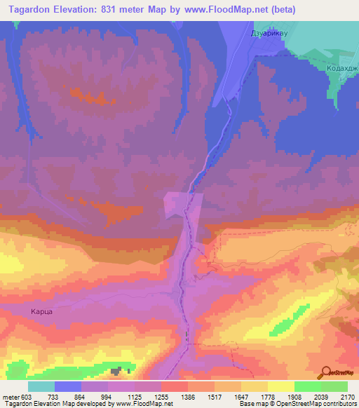 Tagardon,Russia Elevation Map