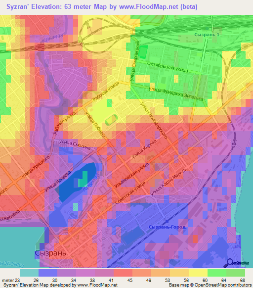 Syzran',Russia Elevation Map