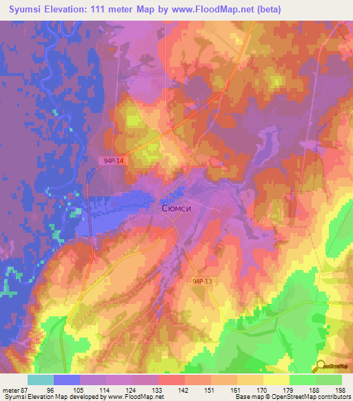 Syumsi,Russia Elevation Map