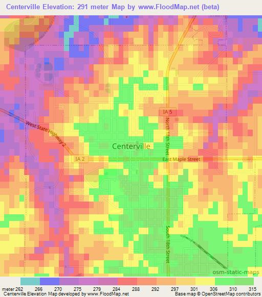 Centerville,US Elevation Map