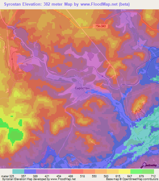 Syrostan,Russia Elevation Map