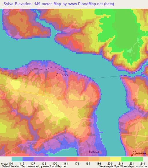 Sylva,Russia Elevation Map