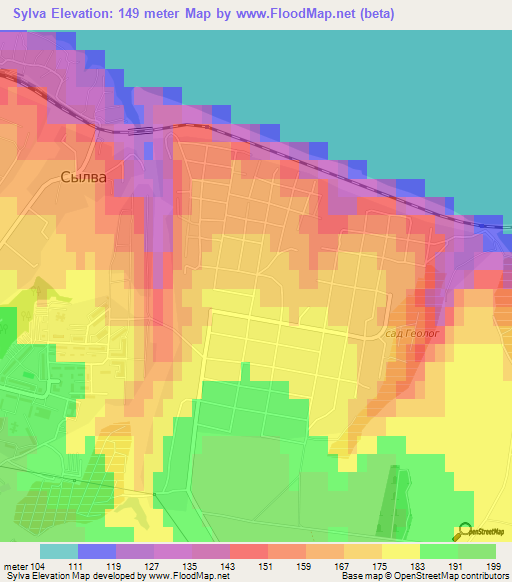 Sylva,Russia Elevation Map