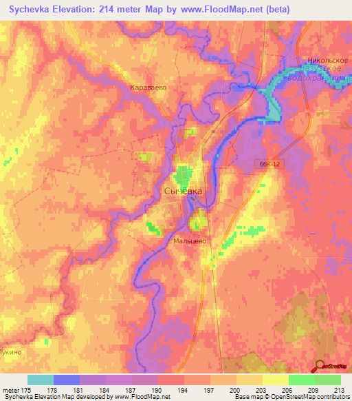 Sychevka,Russia Elevation Map