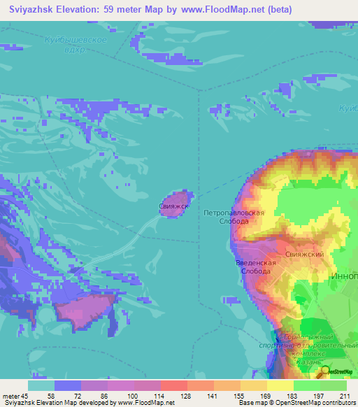 Sviyazhsk,Russia Elevation Map