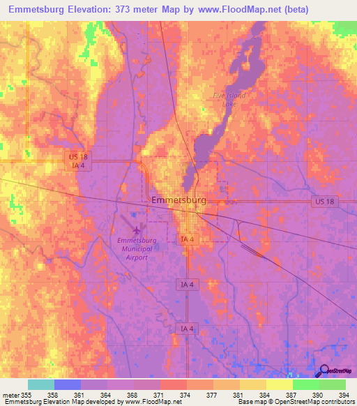 Emmetsburg,US Elevation Map