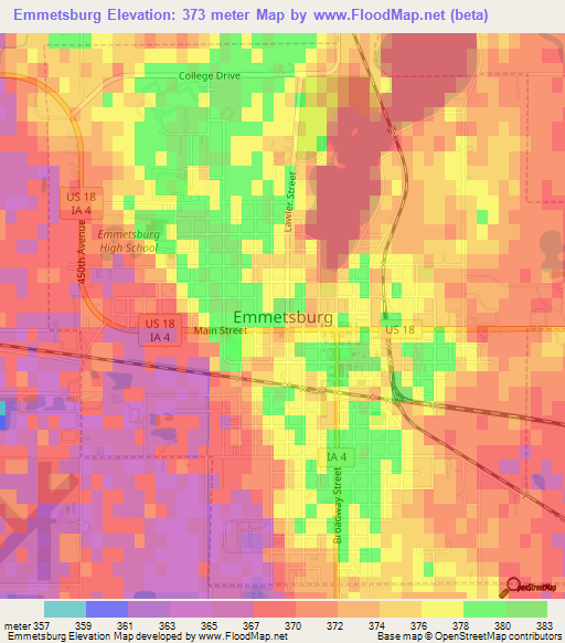 Emmetsburg,US Elevation Map