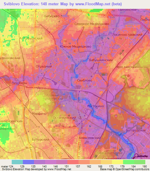 Sviblovo,Russia Elevation Map