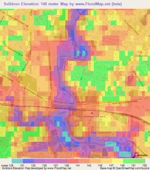 Sviblovo,Russia Elevation Map