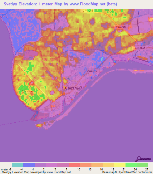 Svetlyy,Russia Elevation Map