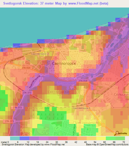 Svetlogorsk,Russia Elevation Map