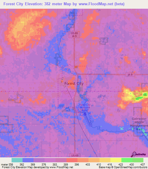 Forest City,US Elevation Map