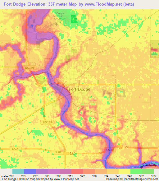 Fort Dodge,US Elevation Map