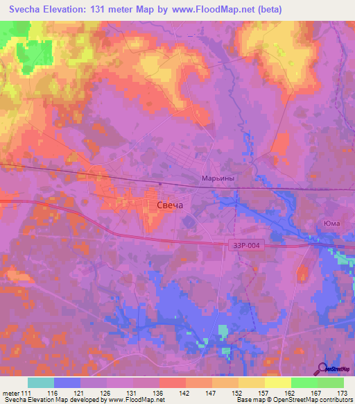 Svecha,Russia Elevation Map