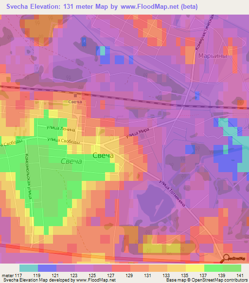 Svecha,Russia Elevation Map