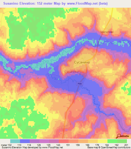 Susanino,Russia Elevation Map