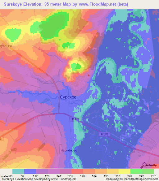 Surskoye,Russia Elevation Map