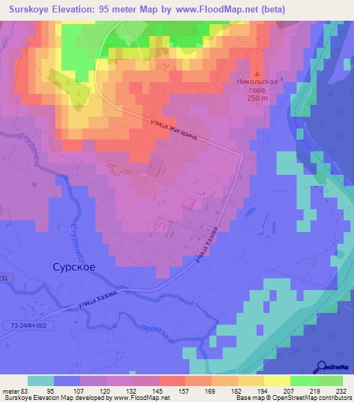 Surskoye,Russia Elevation Map