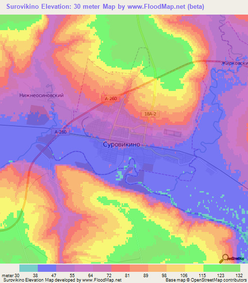 Surovikino,Russia Elevation Map