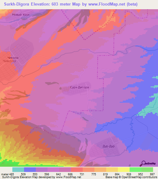 Surkh-Digora,Russia Elevation Map