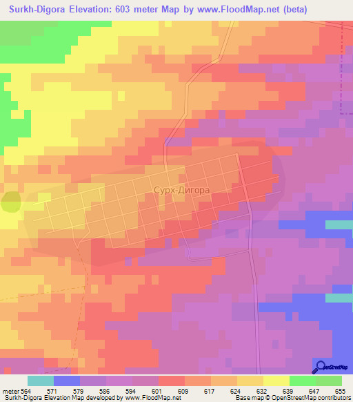 Surkh-Digora,Russia Elevation Map