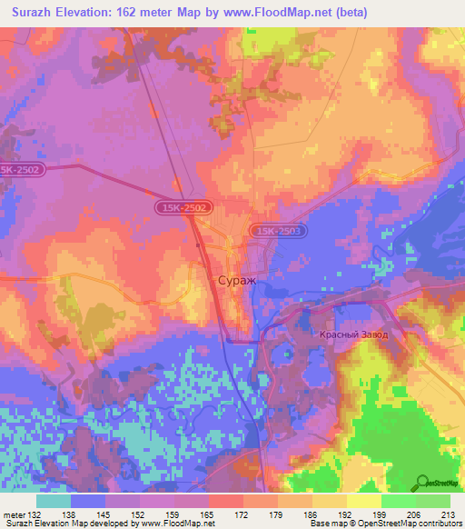 Surazh,Russia Elevation Map