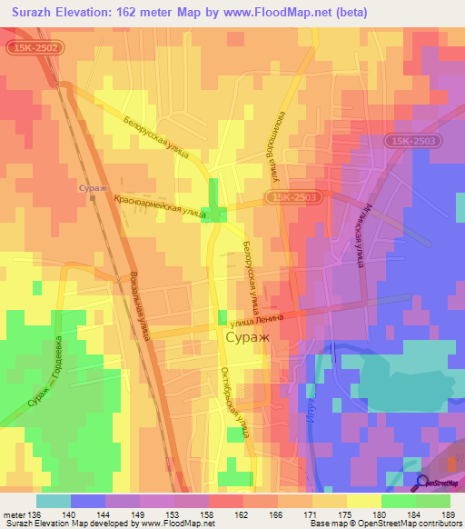 Surazh,Russia Elevation Map