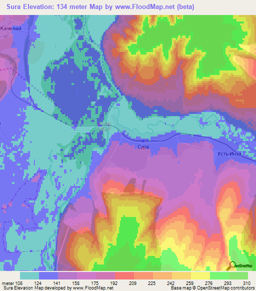 Sura,Russia Elevation Map