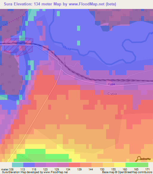 Sura,Russia Elevation Map