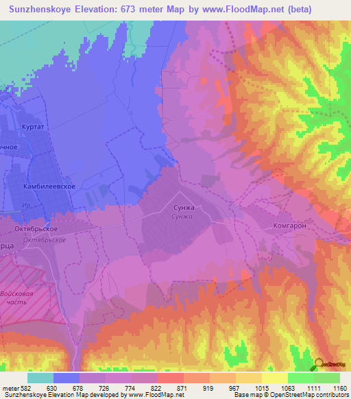 Sunzhenskoye,Russia Elevation Map