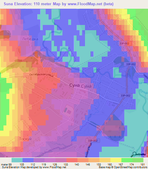 Suna,Russia Elevation Map