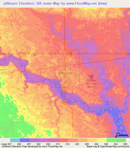 Jefferson,US Elevation Map