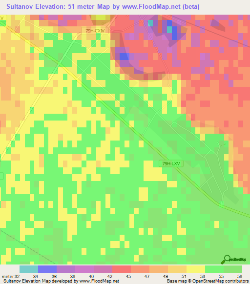 Sultanov,Russia Elevation Map