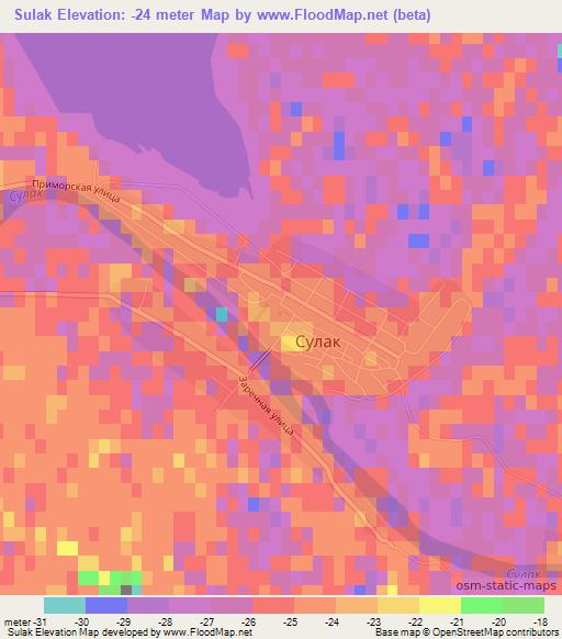 Sulak,Russia Elevation Map