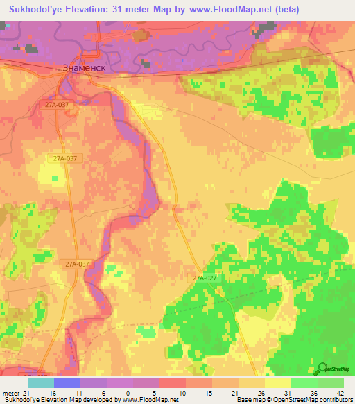 Sukhodol'ye,Russia Elevation Map