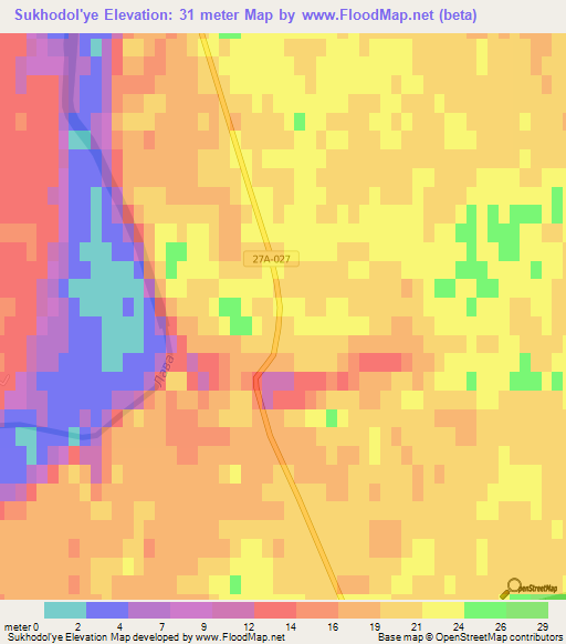 Sukhodol'ye,Russia Elevation Map