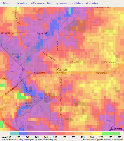 Marion,US Elevation Map