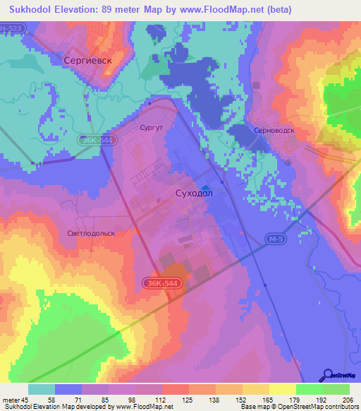 Sukhodol,Russia Elevation Map