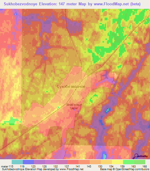 Sukhobezvodnoye,Russia Elevation Map