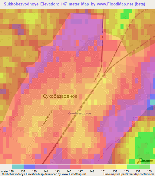 Sukhobezvodnoye,Russia Elevation Map