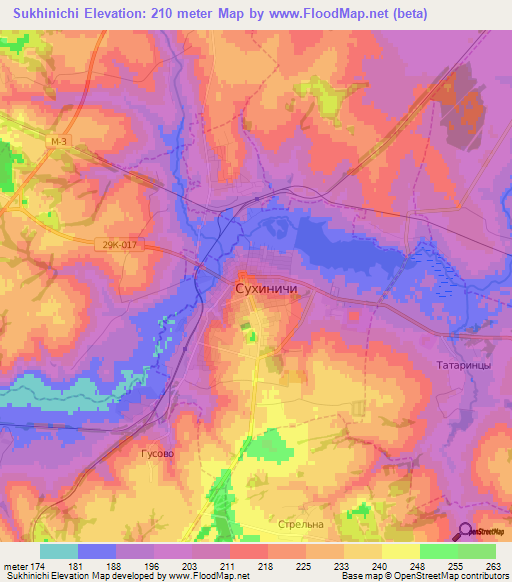 Sukhinichi,Russia Elevation Map