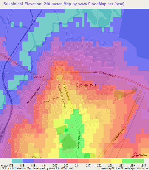 Sukhinichi,Russia Elevation Map