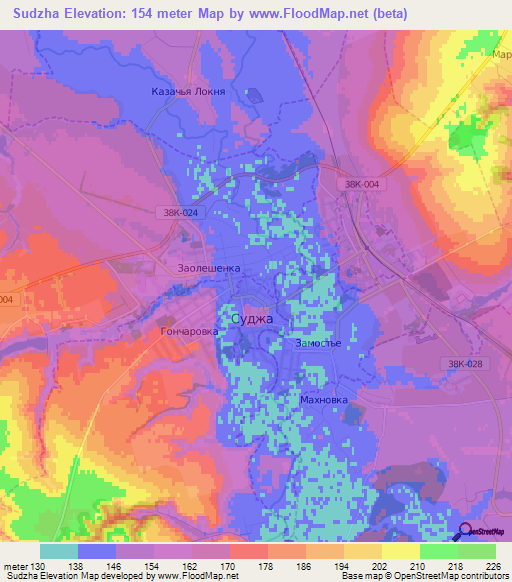 Sudzha,Russia Elevation Map