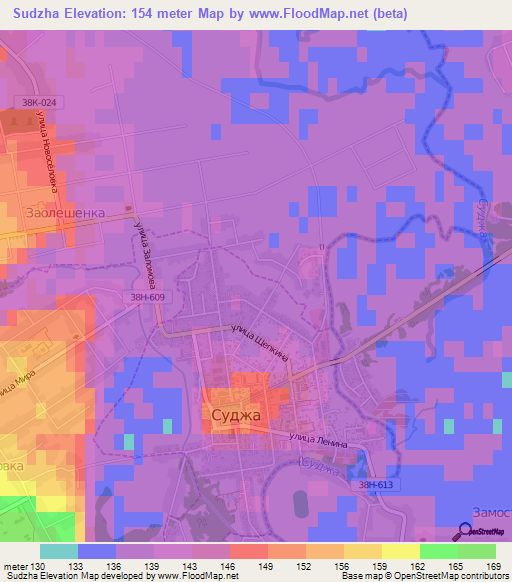 Sudzha,Russia Elevation Map